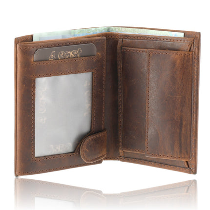 RFID Portemonnee Leer - Leren Portemonnee Heren - Billfold met Muntvak - 7 Pasjes - Cadeau voor Man, Papa, Opa