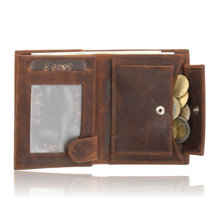 RFID Portemonnee Leer - Leren Portemonnee Heren - Billfold met Muntvak - 7 Pasjes - Cadeau voor Man, Papa, Opa