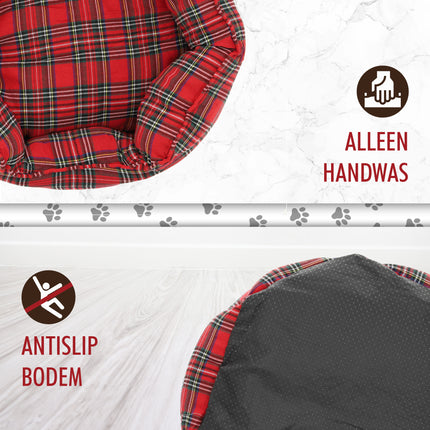 Hondenmand voor Kleine Honden en Katten - Kerst Hondenbed - Rood/Wit Schotse Ruit - Zachte Comfortabele Ligplek