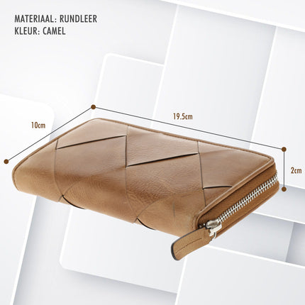 Portemonnee met Ritssluiting - Leren Dames Portemonnee met Muntvak - RFID Portefeuille - 19.5x10x2 cm