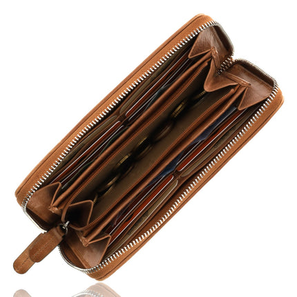 Portemonnee met Ritssluiting - Leren Dames Portemonnee met Muntvak - RFID Portefeuille - 19.5x10x2 cm