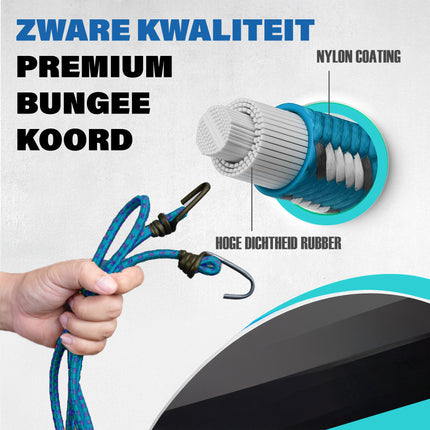 Snelbinders Fiets – 3 Stuks 80cm Ø8mm – Elastische Bagagespanners met Haken – Blauw Assorti – 6-Armige Bagagebinder voor Fiets & Bagagedrager