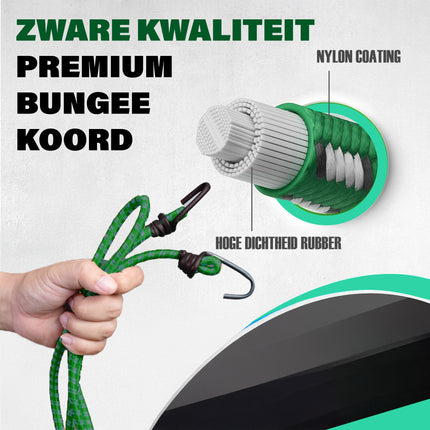 Bagagebinder - Spinbinder 2 Stuks (80cm Ø8mm) - Elastische Bagagespanners met 4 Haken - 4-Armige Snelbinder - Groen - Fiets & Bagageaccessoires