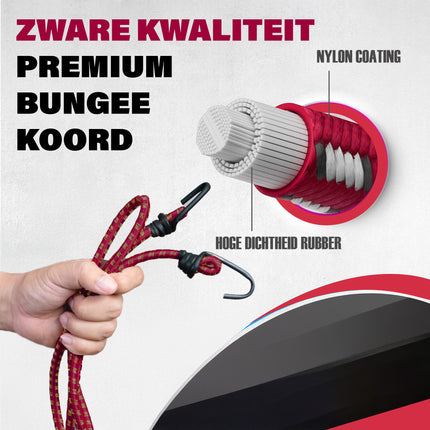Spinbinder Fiets 4 Stuks (80cm Ø8mm) - - Elastische Bagagespanners met Haken - Rood Assorti Bagagebinders - 8-Armig