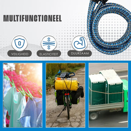 Snelbinders Fiets – 3 Stuks 80cm Ø8mm – Elastische Bagagespanners met Haken – Blauw Assorti – 6-Armige Bagagebinder voor Fiets & Bagagedrager