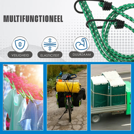 Bagagebinder - Spinbinder 2 Stuks (80cm Ø8mm) - Elastische Bagagespanners met 4 Haken - 4-Armige Snelbinder - Groen - Fiets & Bagageaccessoires