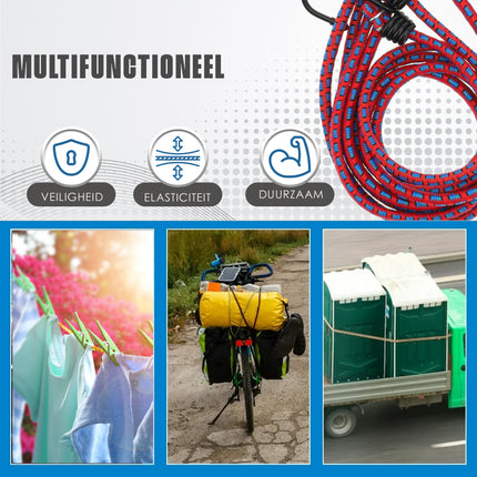 Spinbinder Fiets 4 Stuks (80cm Ø8mm) - - Elastische Bagagespanners met Haken - Rood Assorti Bagagebinders - 8-Armig