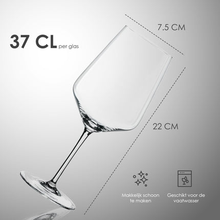 Wittewijnglazen - 37cl Helder Glas - 370ml - Spiegelau Glazenset voor Diner & Dessertwijn