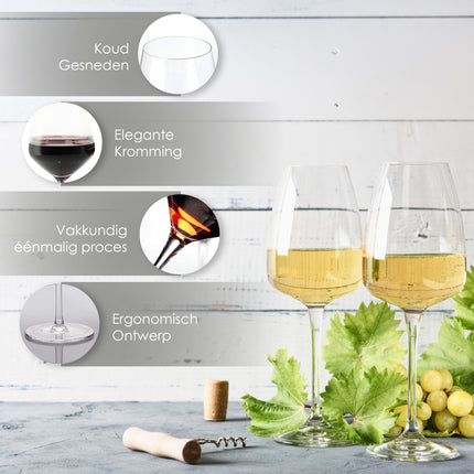 Wittewijnglazen - 37cl Helder Glas - 370ml - Spiegelau Glazenset voor Diner & Dessertwijn