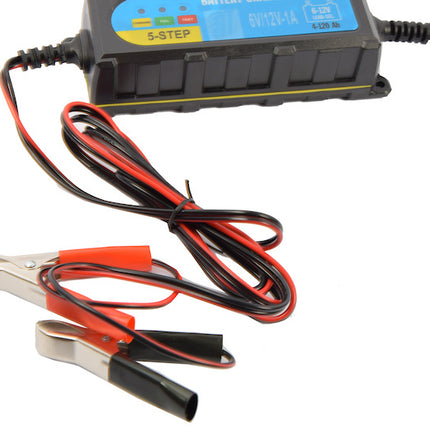 Efficiënte 12V 6A Acculader Voor Auto's En Motoren - Zwart, 600g, 18cm Lengte, 1A Druppellader En Snellader 