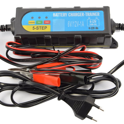 Efficiënte 12V 6A Acculader Voor Auto's En Motoren - Zwart, 600g, 18cm Lengte, 1A Druppellader En Snellader 