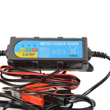 Efficiënte 12V 6A Acculader Voor Auto's En Motoren - Zwart, 600g, 18cm Lengte, 1A Druppellader En Snellader 