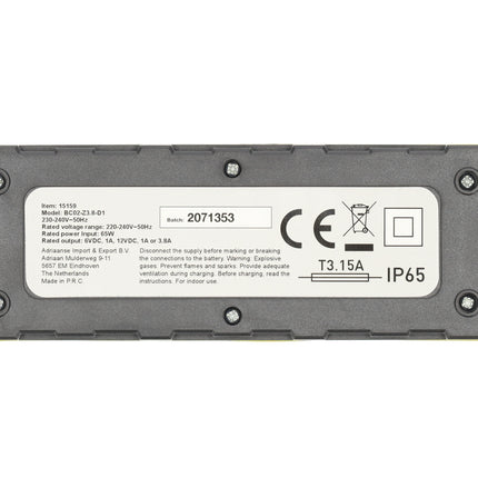 Professionele Acculader 12V voor Auto, Motor en Boot | 65W - Geschikt voor AGM, Gel en Loodzuur Accu's | 4-120Ah - 5 Temperatuuringstellingen - 6-Fase Oplader Auto 