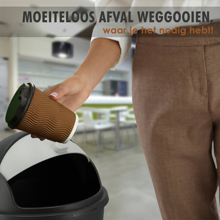 Roll Prullenbak 25 Liter met Schuifklep - Zwart/Antraciet  Roll Afvalemmer met Deksel