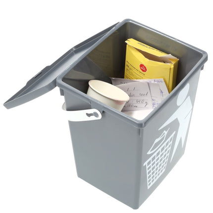 Prullenbak 4.5 Liter | mini tafel prullenbak met deksel & handvat | 14x19x23cm | kunststof aanrecht afvalbak voor kleine keuken | grijze woonaccessoires 