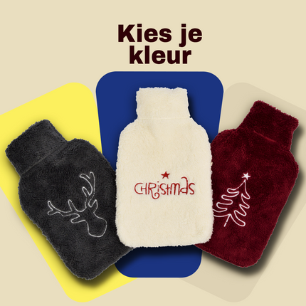Warmte en Comfort in Een - Rode Warmwaterkruik met Hoes - Perfect voor Kerst - 21.5cm x 34.5cm