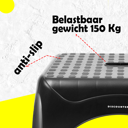 Opstapkrukje Max. belastbaar gewicht 150 KG Opstapkrukje - opstapje/trappetje zwart met anti-slip -150 kg - oppervlak 45 x 31.5 cm