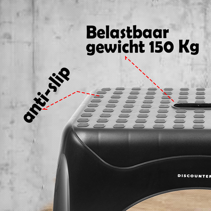 3 X Opstapkrukje Max. belastbaar gewicht 150 KG Opstapkrukje - opstapje/trappetje zwart met anti-slip -150 kg - oppervlak 45 x 31.5 cm