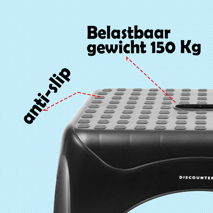 Opstapkrukje Max. belastbaar gewicht 150 KG Opstapkrukje 2 stuks in de verpakking - opstapje/trappetje zwart met anti-slip -150 kg - oppervlak 45 x 31.5 cm