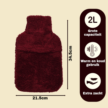 Warmte en Comfort in Een - Rode Warmwaterkruik met Hoes - Perfect voor Kerst - 21.5cm x 34.5cm