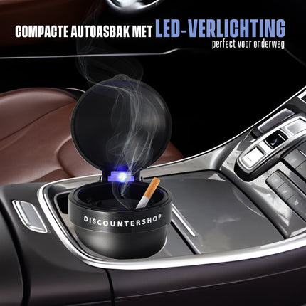 Auto asbak / Geurloze Auto Asbak / Met led verlichting / incl"GRATIS BATTERIJ" - Zwart