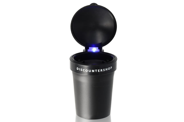 Auto asbak / Geurloze Auto Asbak / Met led verlichting / incl"GRATIS BATTERIJ" - Zwart