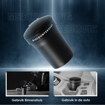 Auto asbak / Geurloze Auto Asbak / Met led verlichting / incl"GRATIS BATTERIJ" - Zwart