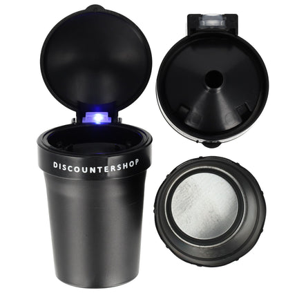 Auto asbak / Geurloze Auto Asbak / Met led verlichting / incl"GRATIS BATTERIJ" - Zwart