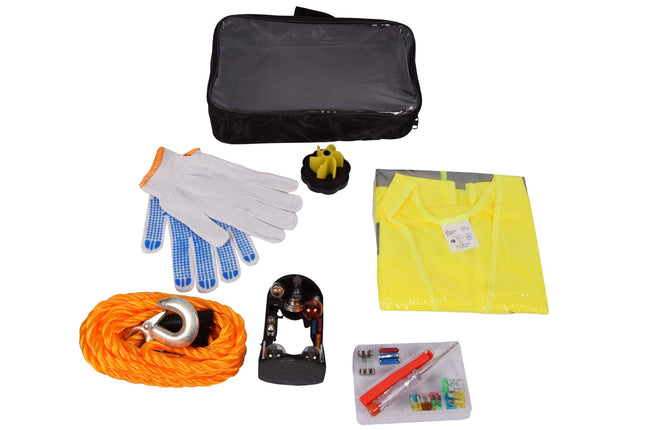 Waarschuwing: Complete Auto Noodpakket - Zwart | Polyester | Staal | Synthetisch - 28cm x 18cm x 28 cm