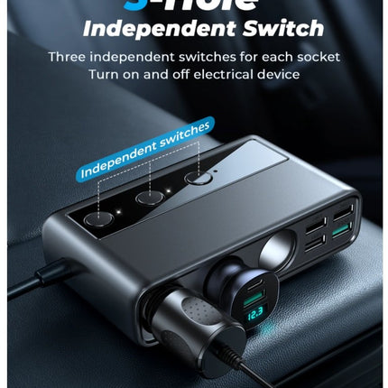 Premium Auto Sigarettenaansteker Splitter - 6 Poorten USB (PD+QC3.0+USB*4) - Autolader USB - Autolader Splitter - 154W 12V/24V onafhankelijke schakelaars DC sigarettenaansteker autolader voor alle auto-apparaten