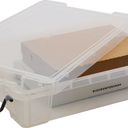 1x Stevige Opbergbox met afsluitbaar deksel met 2 clips|5.5liter | A4 |Opberger | opbergbak - box duurzaam transparant