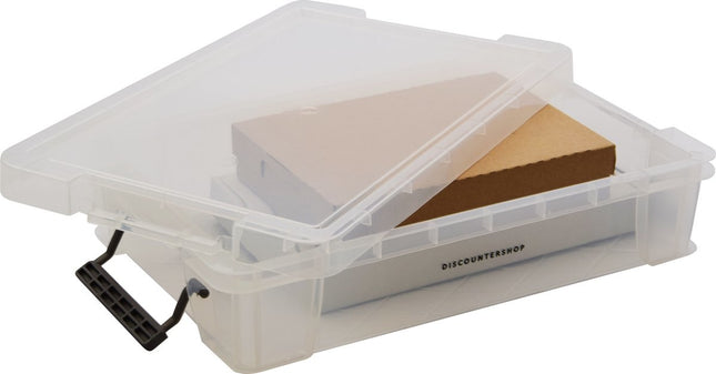 1x Stevige Opbergbox met afsluitbaar deksel met 2 clips|5.5liter | A4 |Opberger | opbergbak - box duurzaam transparant