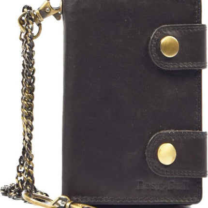 Portemonnee met ketting - Leren Dames Portemonnee Met Ketting Zwart - Leren Heren Portemonnee Met Ketting Zwart