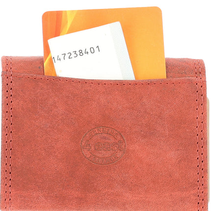 Portemonnee met Dubbele Kleppen | Overslag Portemonnee Dames & Heren | RFID Bescherming | Rood | 2 Pasjeshouder, Bil & Muntvak | 9x7x2cm 
