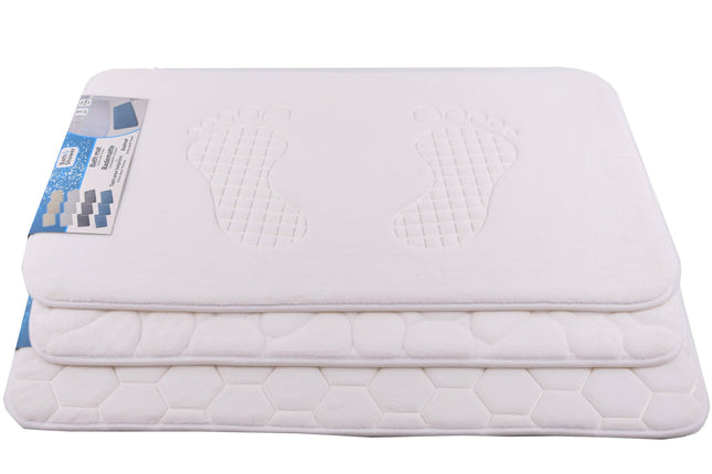 Badmat & WC Mat Set - Douche mat set - Wit - 60cm x 40cm - badmat set 3-delig - Soft Foam - Extra Zacht - FOAM