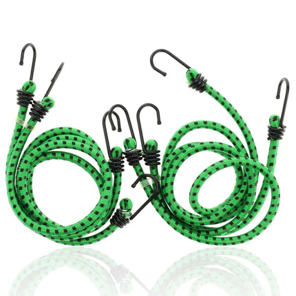 Spinbinder Fiets Set van 4 - 80 cm Ø 10 mm - Groen met Zwarte Strepen - 8 Elastische Armen & Haken - Bagagespin voor Fiets, Motor & Auto