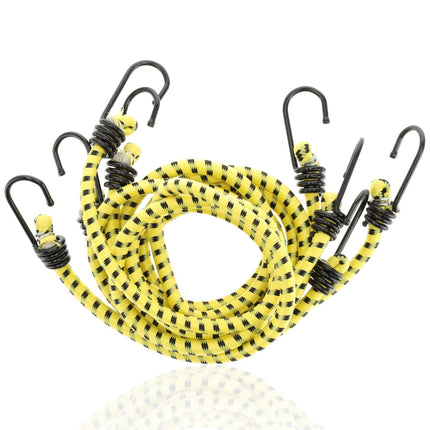 Spinbinder 80 cm Ø 10 mm - 4 Stuks Geel - 8 Elastische Armen & Haken - Bagagespin / Bagagebinder - Ideaal voor Fiets, Auto & Motor