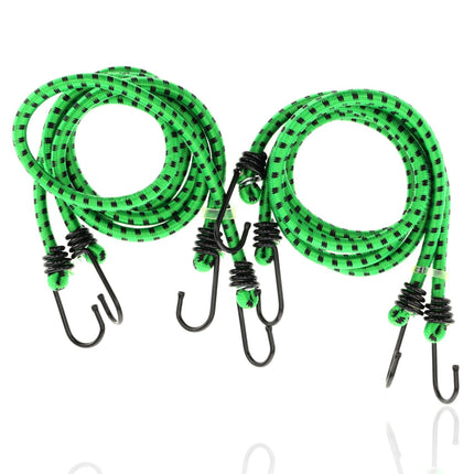 Spinbinder Fiets Set van 4 - 80 cm Ø 10 mm - Groen met Zwarte Strepen - 8 Elastische Armen & Haken - Bagagespin voor Fiets, Motor & Auto