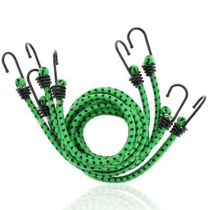 Spinbinder Fiets Set van 4 - 80 cm Ø 10 mm - Groen met Zwarte Strepen - 8 Elastische Armen & Haken - Bagagespin voor Fiets, Motor & Auto