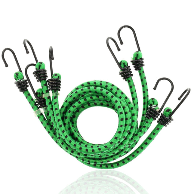 Spinbinder Fiets Set van 4 - 80 cm Ø 10 mm - Groen met Zwarte Strepen - 8 Elastische Armen & Haken - Bagagespin voor Fiets, Motor & Auto