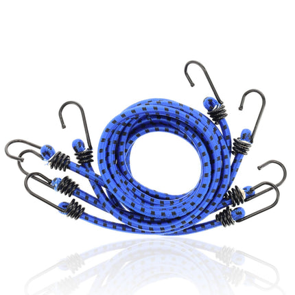 Bagagebinder 80 cm Ø 10 mm – 4 Stuks - Sterke Spinbinder met 8 Elastische Armen & Haken – Blauw/Zwart – Voor Fiets, Auto & Motor Transport