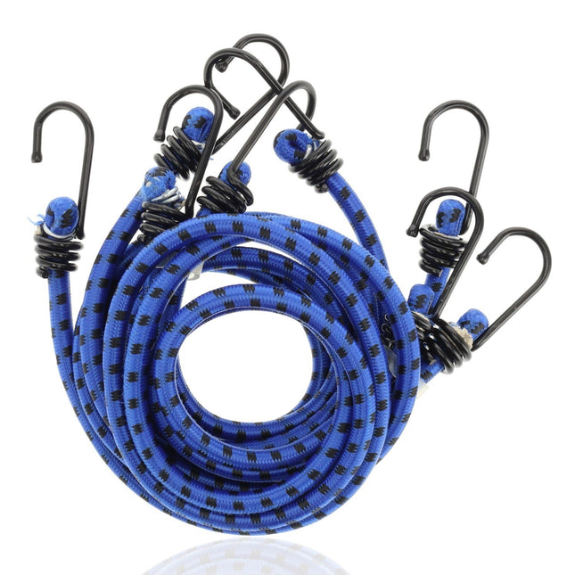 Bagagebinder 80 cm Ø 10 mm – 4 Stuks - Sterke Spinbinder met 8 Elastische Armen & Haken – Blauw/Zwart – Voor Fiets, Auto & Motor Transport
