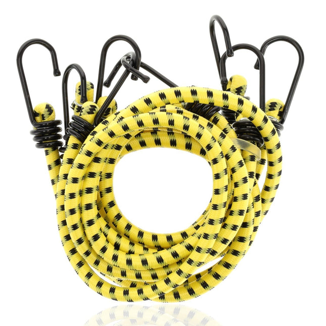 Spinbinder 80 cm Ø 10 mm - 4 Stuks Geel - 8 Elastische Armen & Haken - Bagagespin / Bagagebinder - Ideaal voor Fiets, Auto & Motor