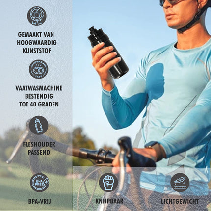 Sportdrankfles - waterfles - Bidon voor je fiets 750 ML - Lichtste sportfles ter wereld. BPA-vrij - Bidon - Waterfles