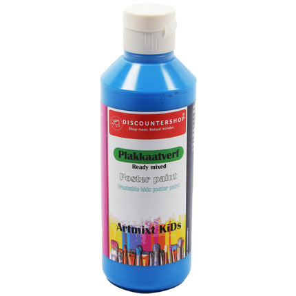 Plakkaatverf Discountershop - Plakkaatverf Basic waterbasis 250 ML - Plakkaatverf kinderen - Blauw