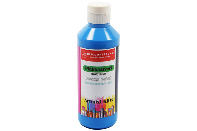 Plakkaatverf Discountershop - Plakkaatverf Basic waterbasis 250 ML - Plakkaatverf kinderen - Blauw