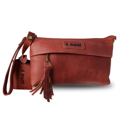 Handtasje | 13cm*20cm | Tasje | Bordeaux & Rood | Echte Leer | Leren tas dames