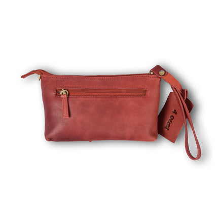 Handtasje | 13cm*20cm | Tasje | Bordeaux & Rood | Echte Leer | Leren tas dames