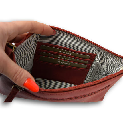 Handtasje | 13cm*20cm | Tasje | Bordeaux & Rood | Echte Leer | Leren tas dames