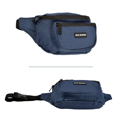 Heuptas Crossbody Blauw-Navy | Waterafstotend Nylon | 3 Compartimenten | 13cm x 30cm | Festival Tas Inclusief Binnenvak | Heuptas Dames & Heren | Schoudertas Dames Voor Wandelen En Reizen